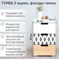 Тумба Svogen с фотопечатью, 3 ящика, натура-белый/этно черный