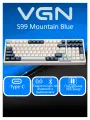 Клавиатура VGN S99 Wireless Mountain Blue, игровая, беспроводная, белый, голубой, синий Bluetooth/USB/радиоканал