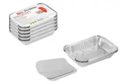 Форма для запекания PERFECTO LINEA с крышкой, алюминиевая, одноразовая, прямоугольная, 5 шт, 5 упаковок, 21.6x14.6x4.1 см, 45-522155К