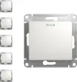 Механизм выключателя Schneider Electric Glossa, белый, одноклавишный, с подсветкой, скрытый монтаж (комплект из 5 шт)