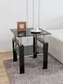 Журнальный стол JZQ7900-DB, чёрный, закаленное стекло / металл