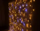 Гирлянда штора Quality Light 2*2 м, 400 экстра теплых белых LED ламп, холодное белое мерцание, прозрачный ПВХ, соединяемая, IP20, Laitcom