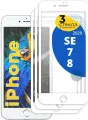Комплект 3 шт. Защитное стекло для iPhone 7, 8, SE 2020, Противоударное стекло на Айфон 7, 8, СЕ 2020, Белое