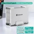 Алюминиевый корпус Yottamaster 2.5 SATA HDD/SSD DR2RC3-25 Silver Metall с функцией RAID
