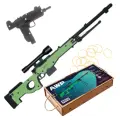 Набор резинкострелов ARMA TOYS Специальная операция - 3 (игрушечнаыя снайперская винтовка AWP и автомат Узи), Игрушка из дерева, Подарок мальчику