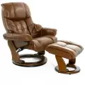Кресло реклайнер FALTO Lux (оттоманка, натуральная кожа, коричневый)