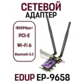 Двухдиапазонный сетевой адаптер, сетевая PCI карта Express EDUP 1800Mbps+ Wi-Fi 6 Bluetooth 5.2 (EP-9658), черный