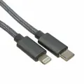 Кабель Type-C – Lightning для Apple, 3А, 1м, в нейлоновой серой оплетке, Power Delivery REXANT