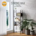 Стеллаж STRONG MAX loft, белый, металлический напольный с 5 деревянными полками из ЛДСП, 60.5х35х181 см, гростат