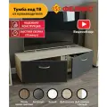 Тумба под телевизор коричневая с серым фасадом напольная в стиле лофт, 102х35х29 см, Феликс