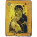 Православная Икона Божией Матери Владимирская, деревянная иконная доска, левкас, ручная работа (Art.1080М)