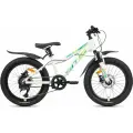 Велосипед детский SITIS LUNA20 HD для детей от 6 до 8 лет, алюминий, крылья, подножка, белый/зеленый, рост 120-135