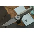 Складной нож Kansept Knives EDC Tac, клинок дамаск, рукоять титан/карбон