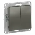 Выключатель двухклавишный, сх.5, 10АХ, механизм, Сталь Schneider Electric AtlasDesign (комплект 3шт)