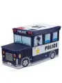 Короб для хранения игрушек Полицейский автобус, складной, с крышкой, синий