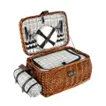 Корзина для пикника Istoban Farrir Рассвет, с пледом, для 4 персон, коричневая/бежевая
