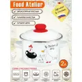 Кастрюля эмалированная с крышкой Chickens stories 2,0л ТМ FOOD ATELIER