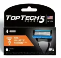 Бритвенные кассеты TopTech Razor 5, сменные, мужские, совместимы с Gillette Fusion, 4 шт (RMS-5004)