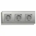 Розетка электрическая 5 постов АC, зарядка 10W, стекло 370х86 мм, цвет серый