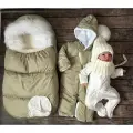 Зимний конверт с комбинезоном для новорожденного