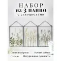 Триптих 3 панно на стену с сухоцветами Forget-me-not черная рама