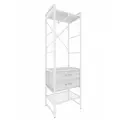 Стеллаж со штангой Микс для прихожей 60 см, Белый бетон пайн, белый