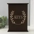 Ключница настенная Растительный венок, дерево, 6 крючков, кофейный, 6x22x30 см