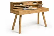 Письменный стол Берген Д от Белфан, надставка из дуба, с ящиком, натуральный, 102 см x 55 см