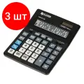 Комплект 3 шт, Калькулятор настольный Eleven Business Line CDB1601-BK, 16 разрядов, двойное питание, 155*205*35мм, черный