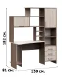 Стол компьютерный №6 (1,5х1,82х0,814) Ясень шимо темный-светлый