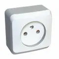 Systeme Electric Этюд наруж Белая Розетка 1-ая без заземления без шторок PA16-001B