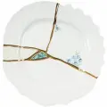 Seletti Kintsugi Фарфоровая десертная тарелка, размер: диаметр - 21 см, высота - 2,8 см, цвет - белый, голубой, синий, золотой.