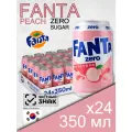 Fanta Peach Zero Sugar, 0.35 л, 24 шт, классическая банка (газированный напиток Фанта Персик, без сахара, Южная Корея)