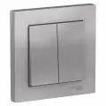 15 шт. Systeme Electric AtlasDesign Алюминий Выключатель 2-клавишный сх.5, 10АХ, в сборе, ATN000352