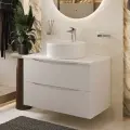 Тумба с раковиной для ванной подвесная белая матовая 80 см BOND T05805-S03410
