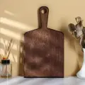 Доска разделочная деревянная для подачи с ручкой 34x19.5x2 см, тёмный граб