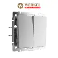 Проходной двухклавишный выключатель/переключатель Werkel W1122065 серебряный матовый IP20