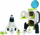 Детский игровой набор Исследование космоса 3 в 1: шаттл, луноход, ракета и фигурки космонавтов + обучающие карточки, с подвижными деталями, со светом и звуком, работает от батареек