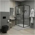 Душевое ограждение Niagara NG-0220-08 BLACK (1200х800х1900) прямоугольник, дверь распашная