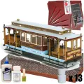 Трамвай SAN FRANCISCO, модель OcCre (Испания), М. 1:24, подарочный набор + подставка, инструменты, краски, лак и клей