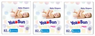 Набор 3 х YokoSun подгузники размер S (до 6 кг) 82 шт