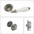 Комплект ручек для дверей Adden Bau PORCELLANA_V214_AGED_SILVER_UN, состаренное серебро (ручка + завертка WC + магнитный замок)