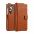 Кожаный чехол книжка Melkco Wallet Book Type для Samsung Galaxy S25 Ultra, оранжевый