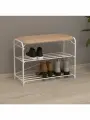 Обувница металлическая 2 полки Альфа 23 белая с мягким сидением
