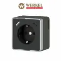 Накладная розетка со шторками и USB тип A+C Werkel Gallant W5071735, быстрая зарядка Quick charge 3.0, чёрный хром