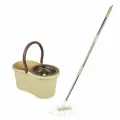 Набор для уборки Лайма, ведро 7л/5л, отжим-центрифуга, швабра, 2 насадки, бежевый