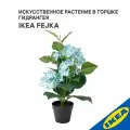 Искусственное растение в горшке IKEA FEJKA фейка Гидрангея, 12 см горшок, высота 50 см, синий