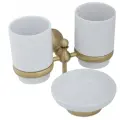 Стакан двойной настенный с мыльницей Veragio Gialetta, керамика/бронза VR. GIL-6443. BR