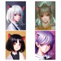 Тетрадь 40л, А5, клетка MESHU Neko, матовая ламинация, тиснение фольгой, евро, (4шт.)