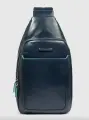 Рюкзак слинг PIQUADRO, фактура гладкая, синий